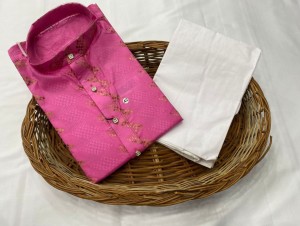 Designer and traditional pink pure cotton kurta with pajama